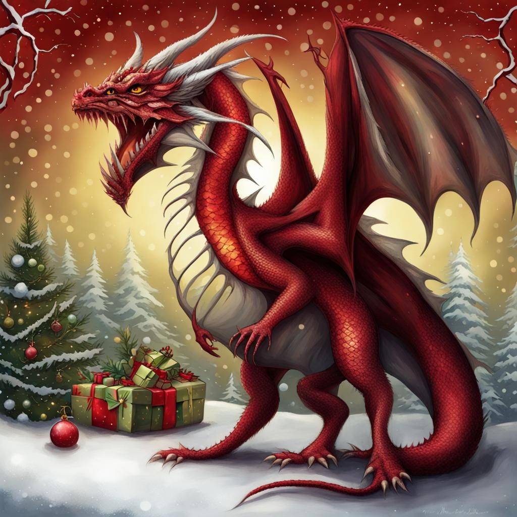Festive Christmas Dragon: Scary but Playful