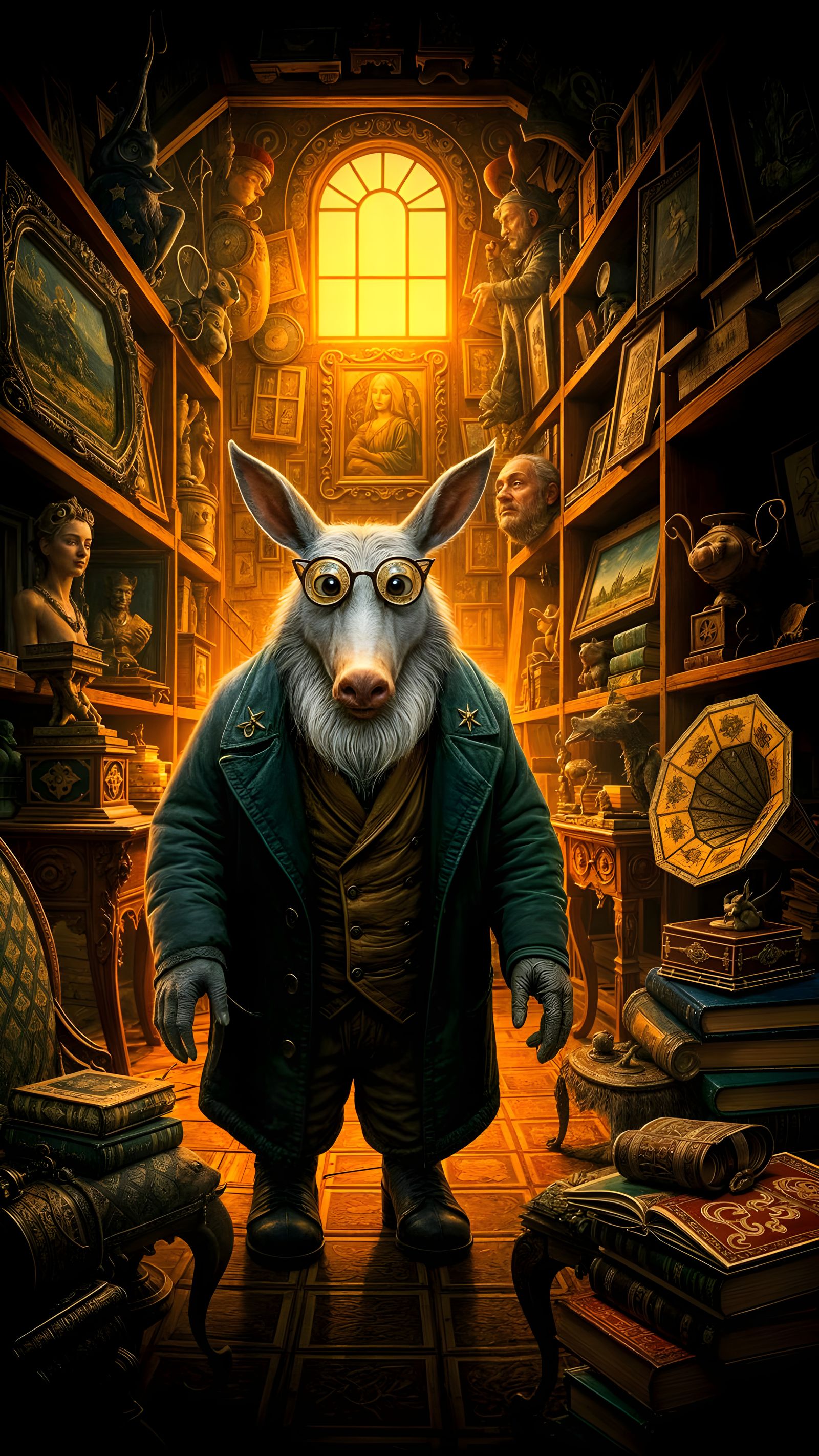 Vintage Curiosity Aardvark in an Artistic Treasure Trove