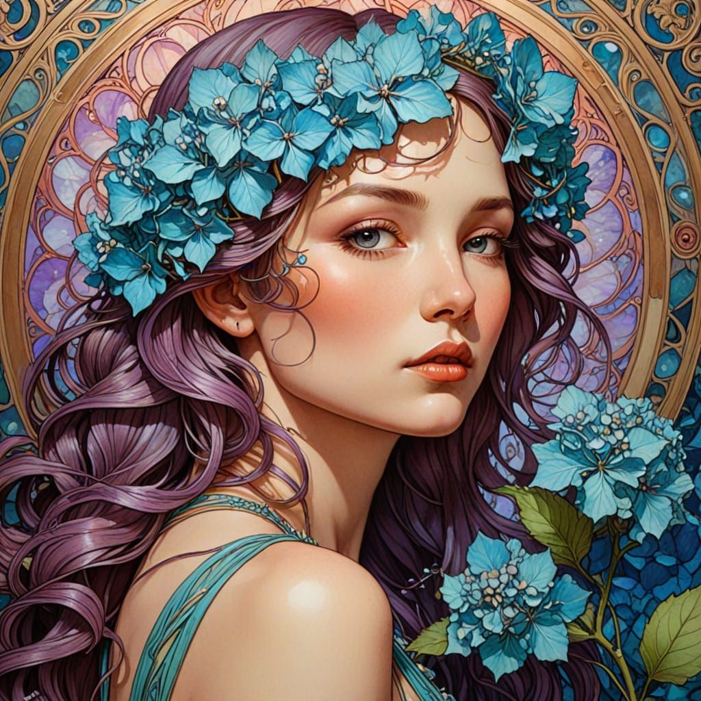 Hydrangea Hayao Miyazaki Alphonse Mucha Amanda Sage Bernie W...