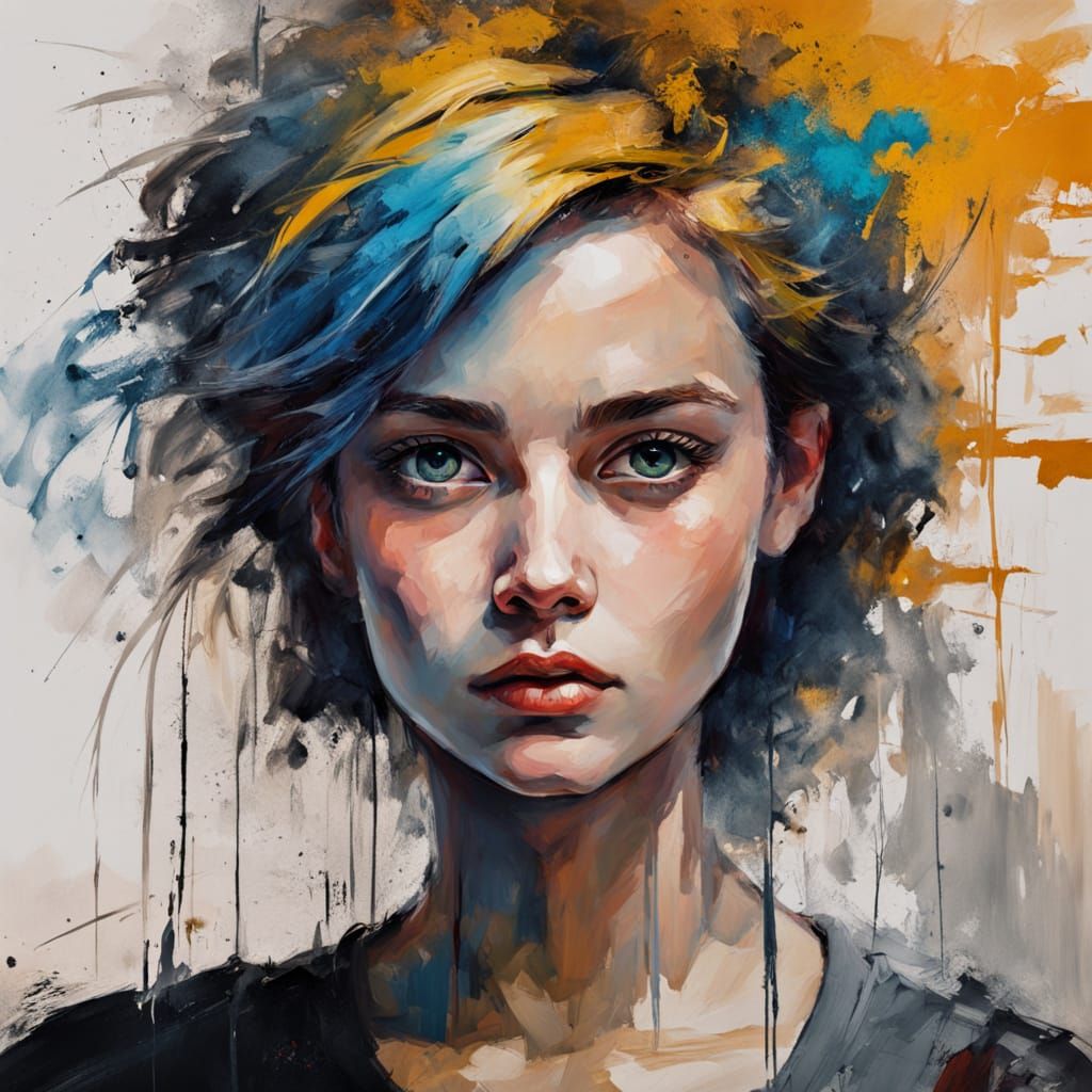Vibrant Female Portrait in Expressive Oil Painting Style