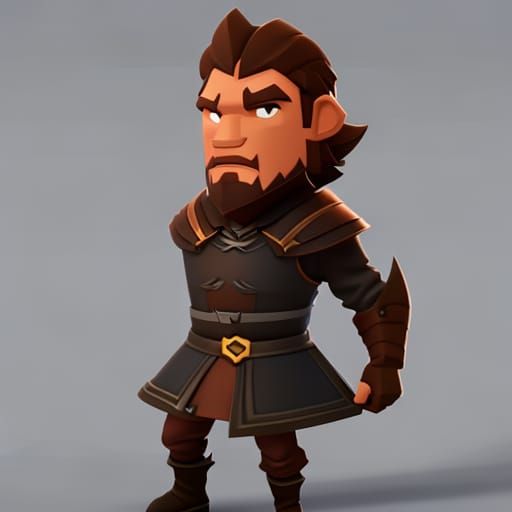 Robb Stark, isometric, full body, blender 3d, style of artstation and behance, Disney Pixar, Mobile game character, clas...