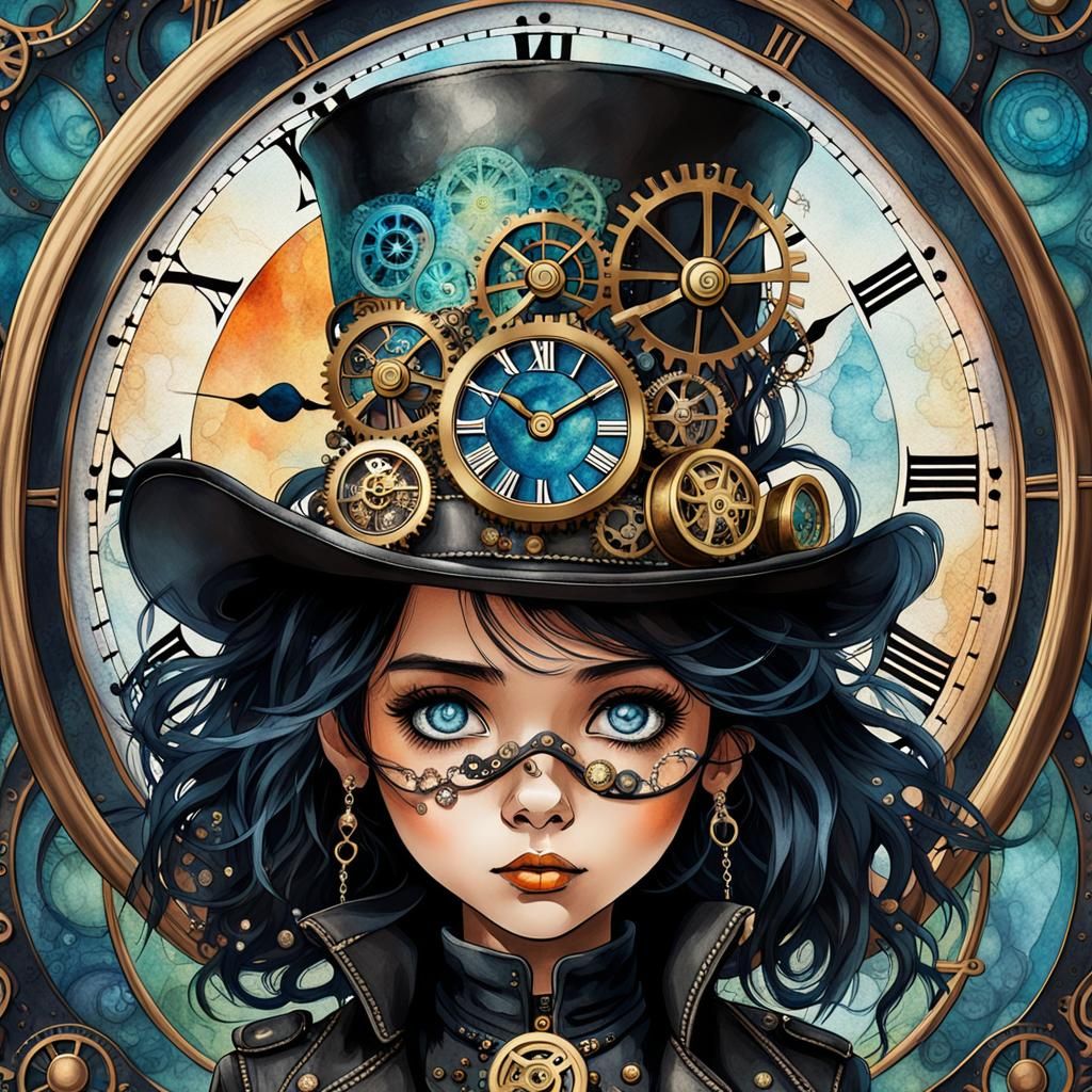 Steampunk Girl Portrait with Clockwork Accessories