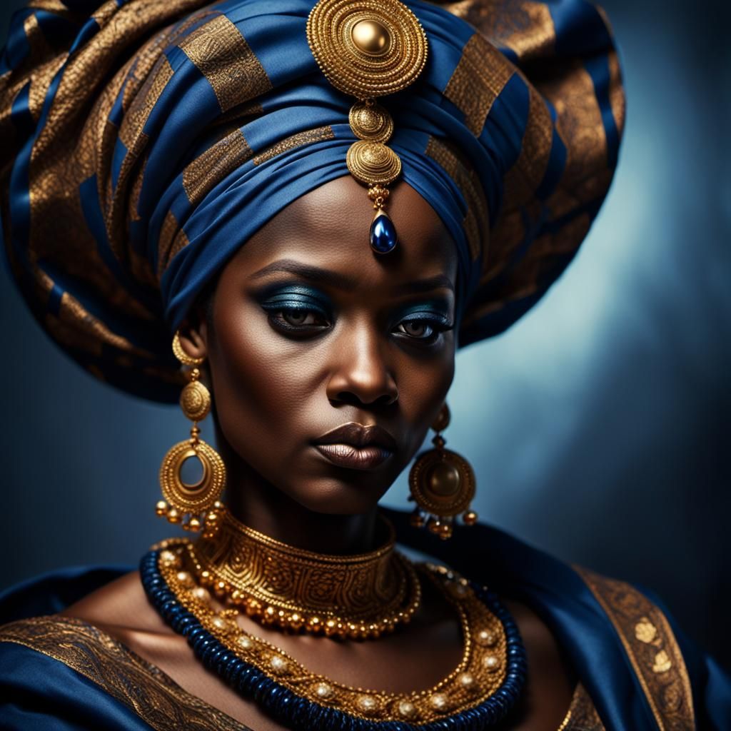 Elegant Nubian Goddess in Regal Attire