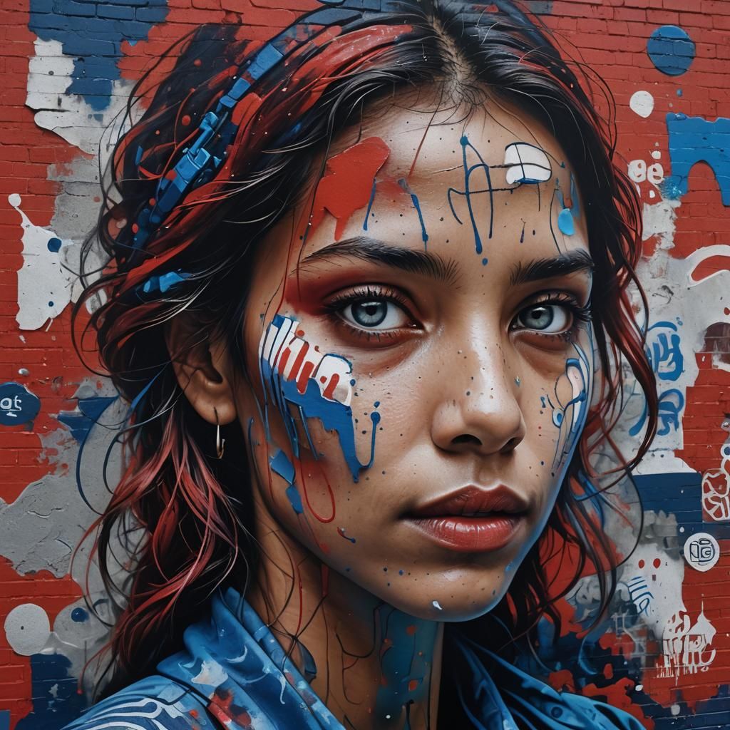 Ethereal Graffiti: Urban Mural with Celestial Themes