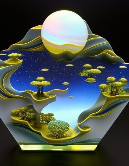 Intergalactic Galaxy with Golden Hexagon Bridges