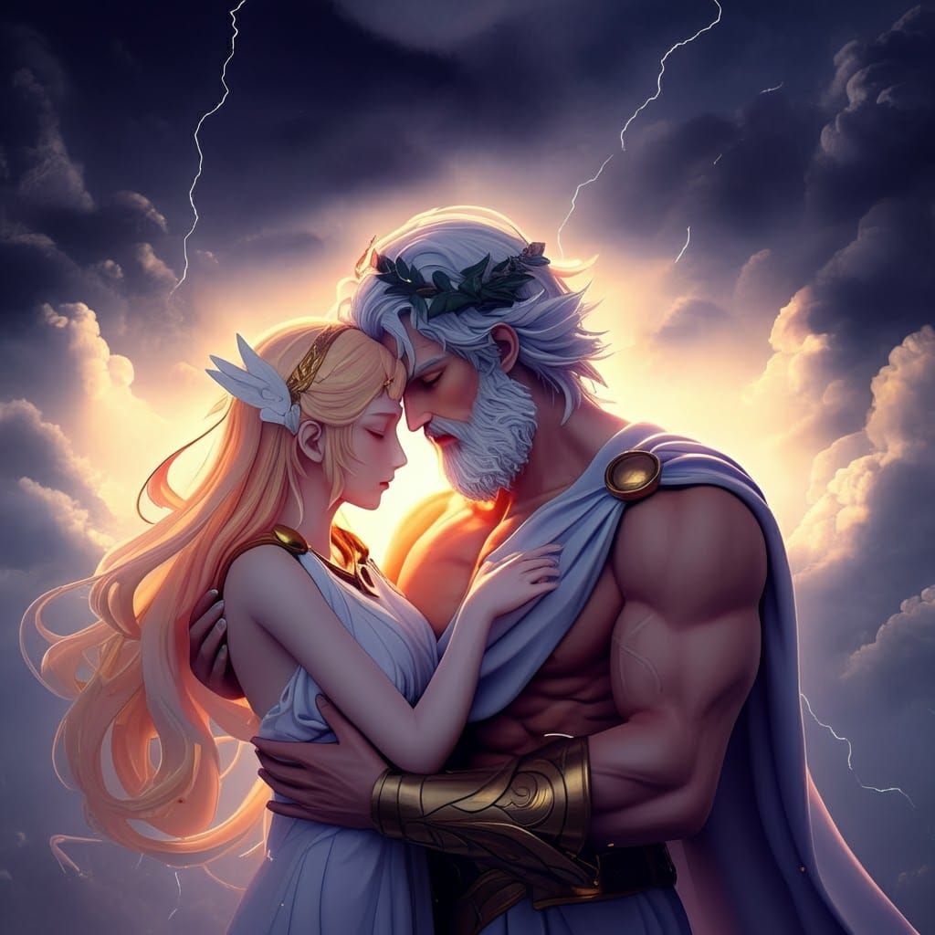 Zeus and Hera in Anime-Inspired 3D CGI Art