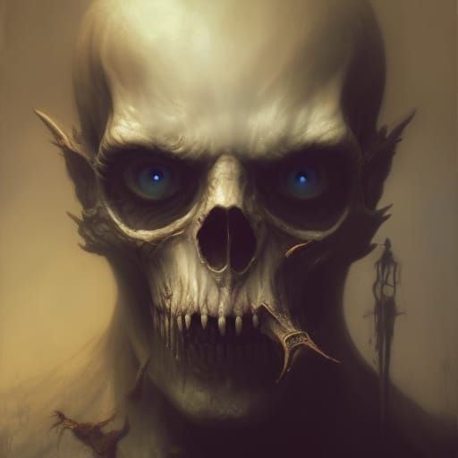 Skeletal Bear Demon Portrait in Dark Fantasy Style