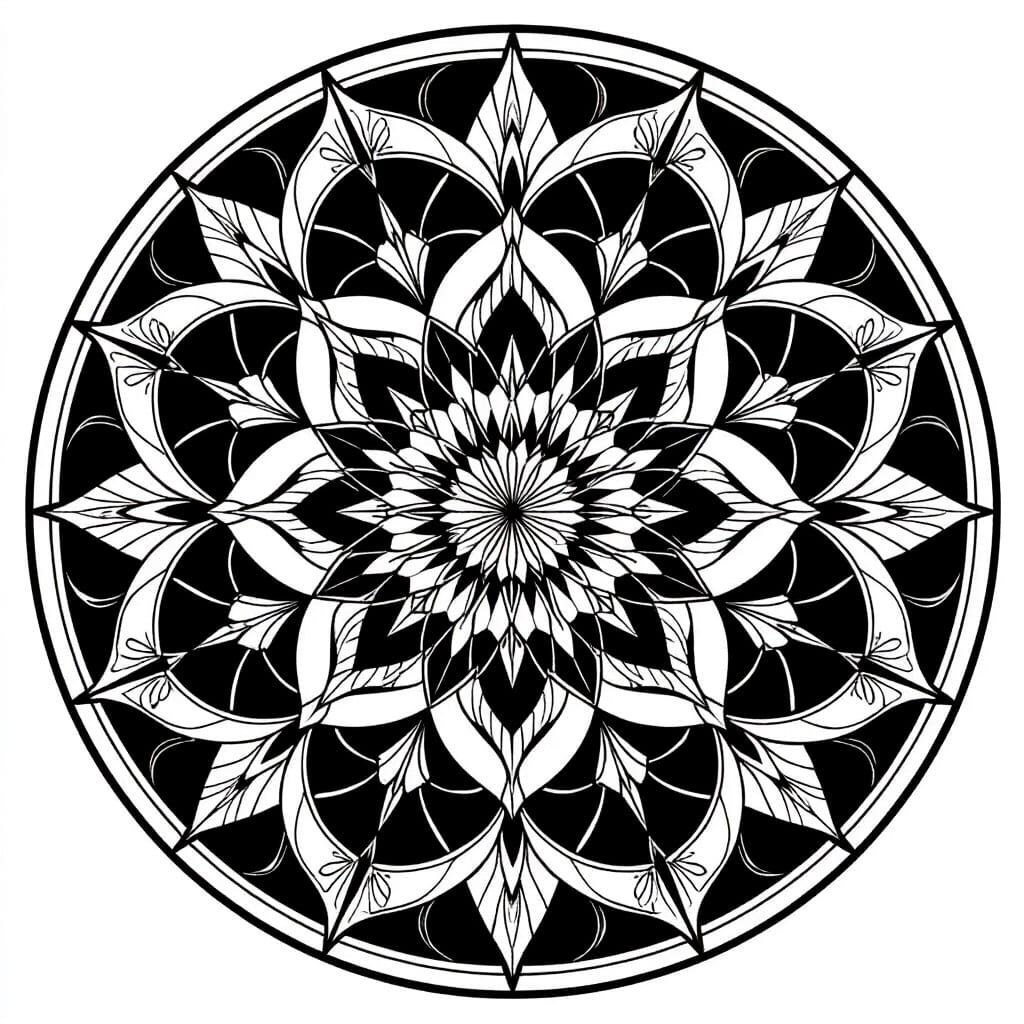 Intricate Mandala: Geometric Line Art Design