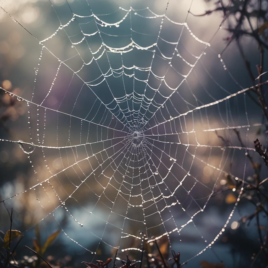 Mystical Spiderweb Connects Clouds to Pond