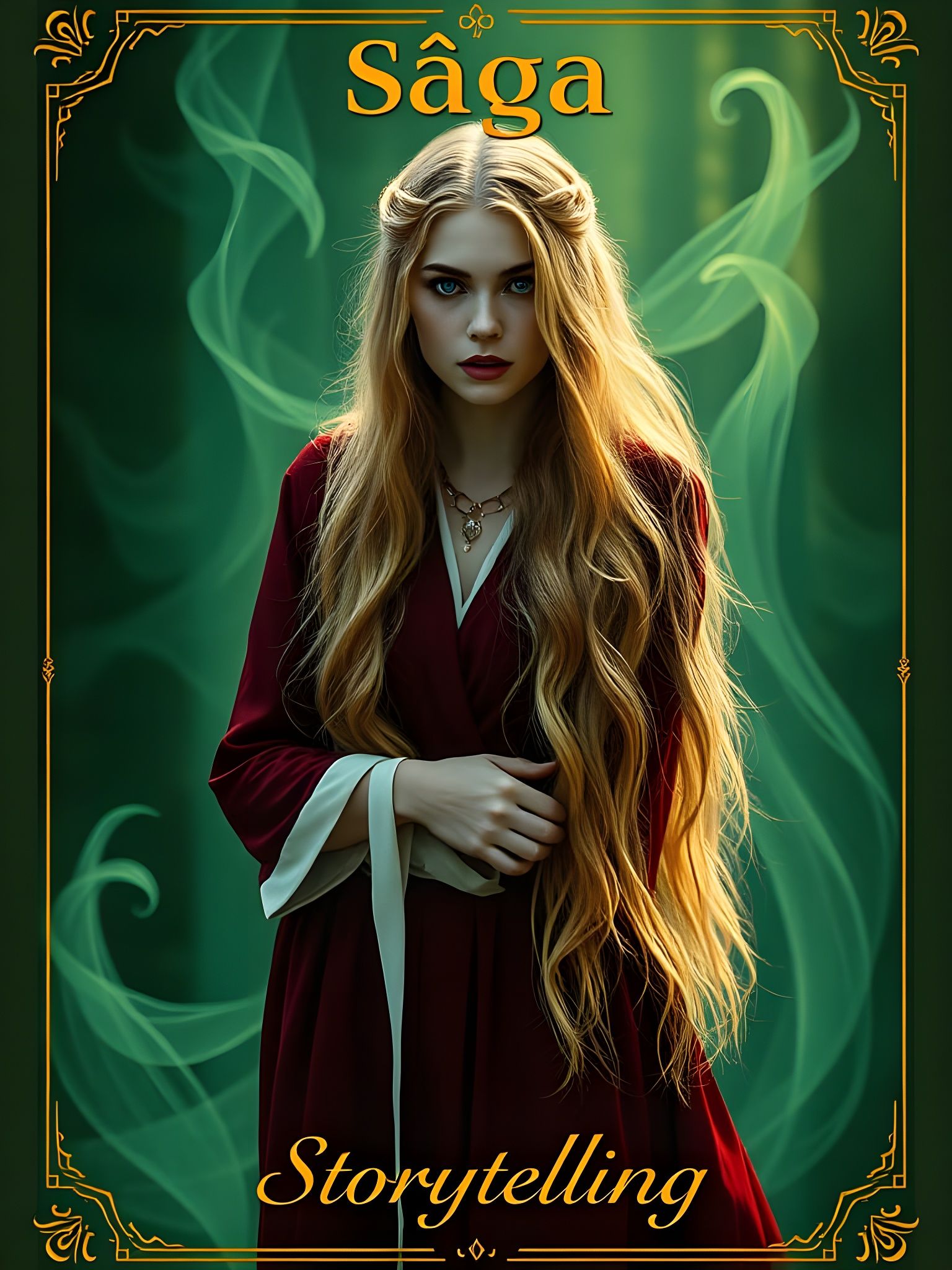 Norse Goddess of Storytelling in Cinematic Tarot Card Art