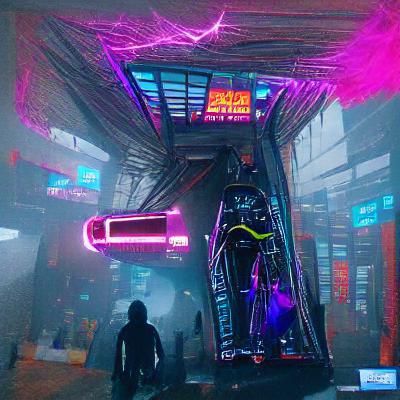 Cyberpunk Space Portal in Neon Style