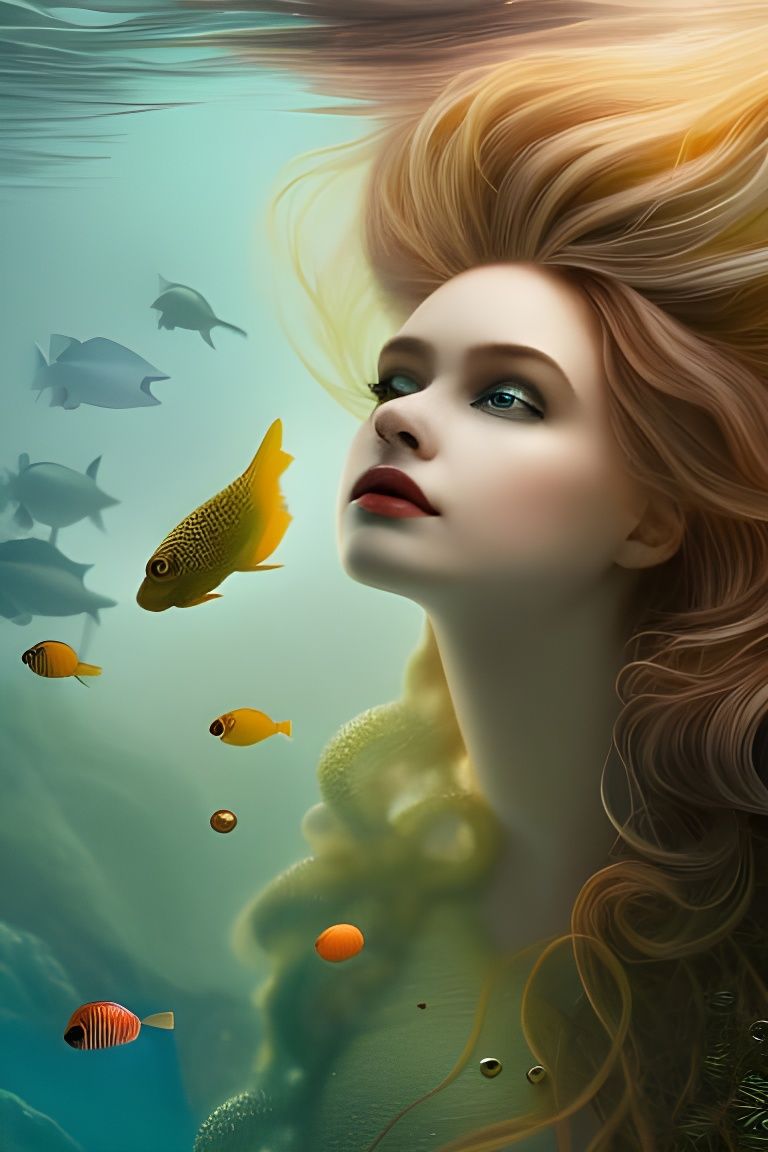 Underwater Mermaid Portrait in High Fantasy Style