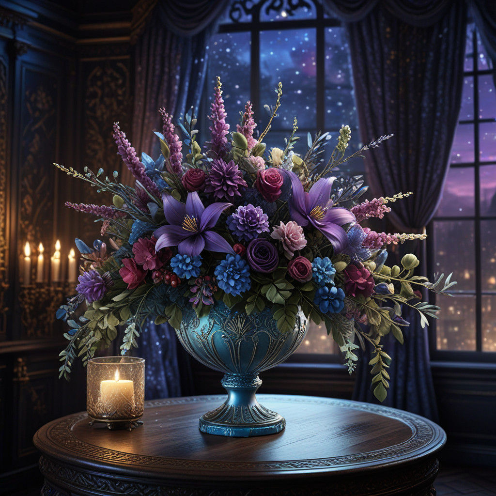 Luxurious Baroque-Inspired Christmas Flower Arrangement