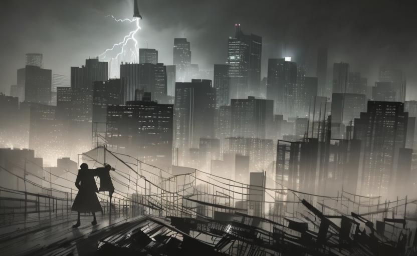 Gritty Minneapolis Cityscape Under Dramatic Storm