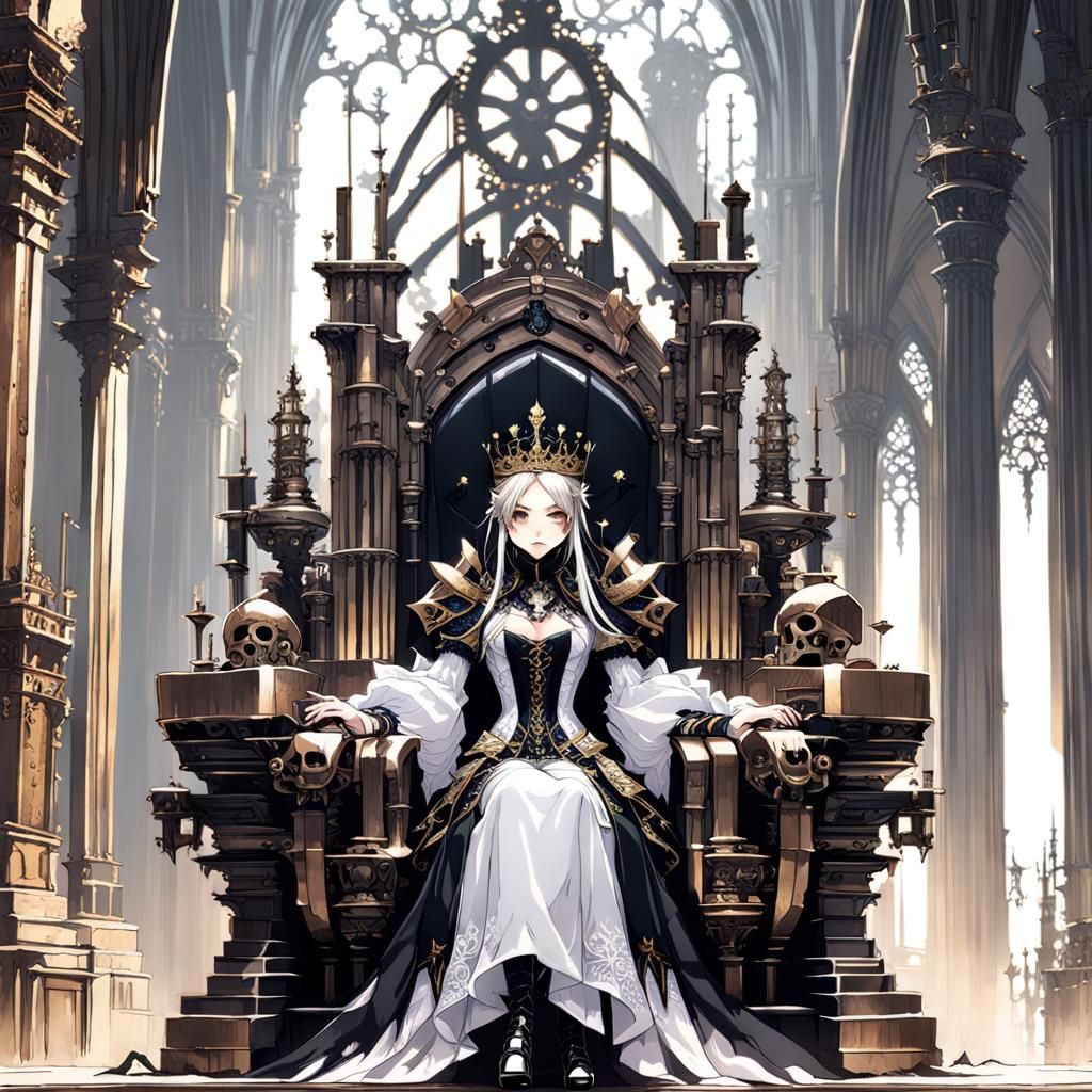 Gothic Princess in Steampunk Throne Room