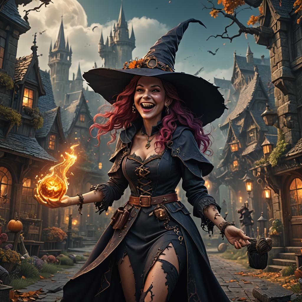 Laughing Witch in Detailed Fantasy Concept Art