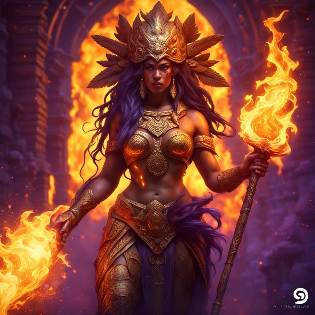 Samoan War Goddess in Dark Fantasy Style