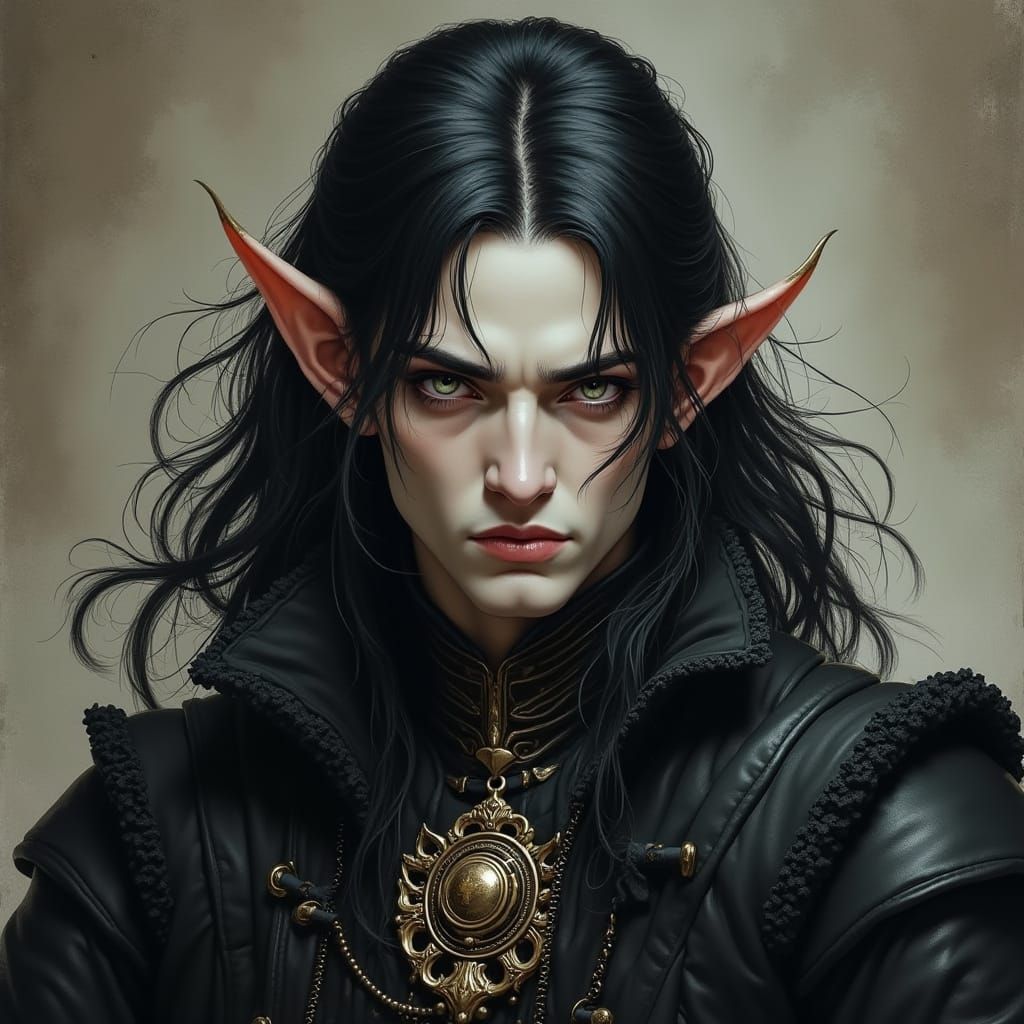 Regal Sadistic Elf in Dramatic Fantasy Art Style