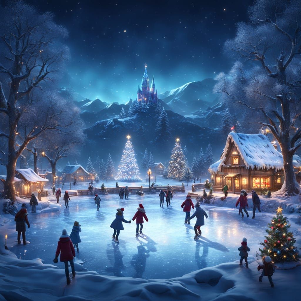 Joyful Winter Wonderland Scene in Deep Color