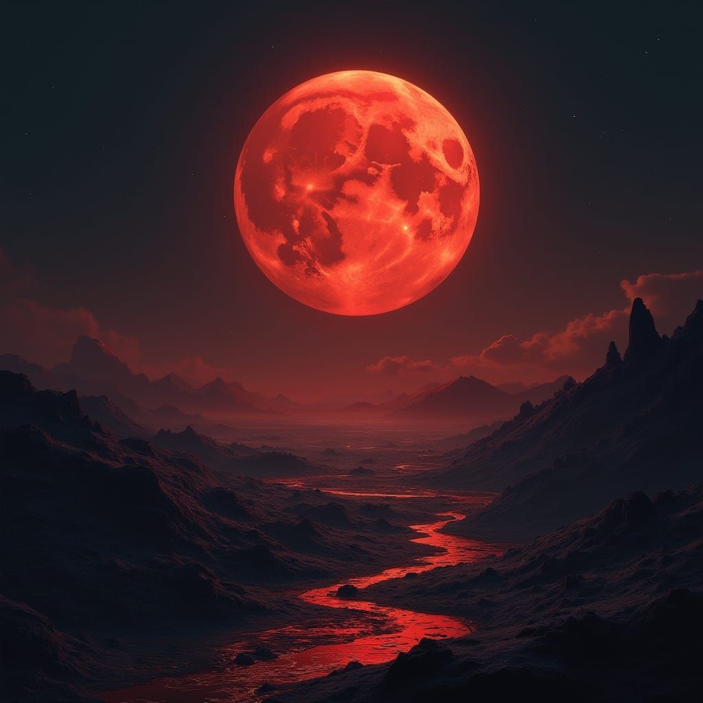 Majestic Bloodmoon Rises in Celestial Glow
