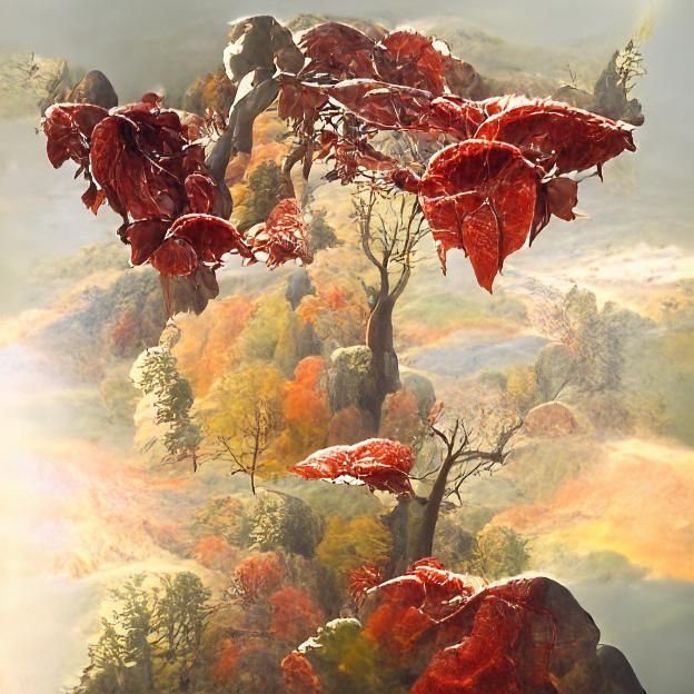 Autumn Hillside Landscape in Matte Painting Style
