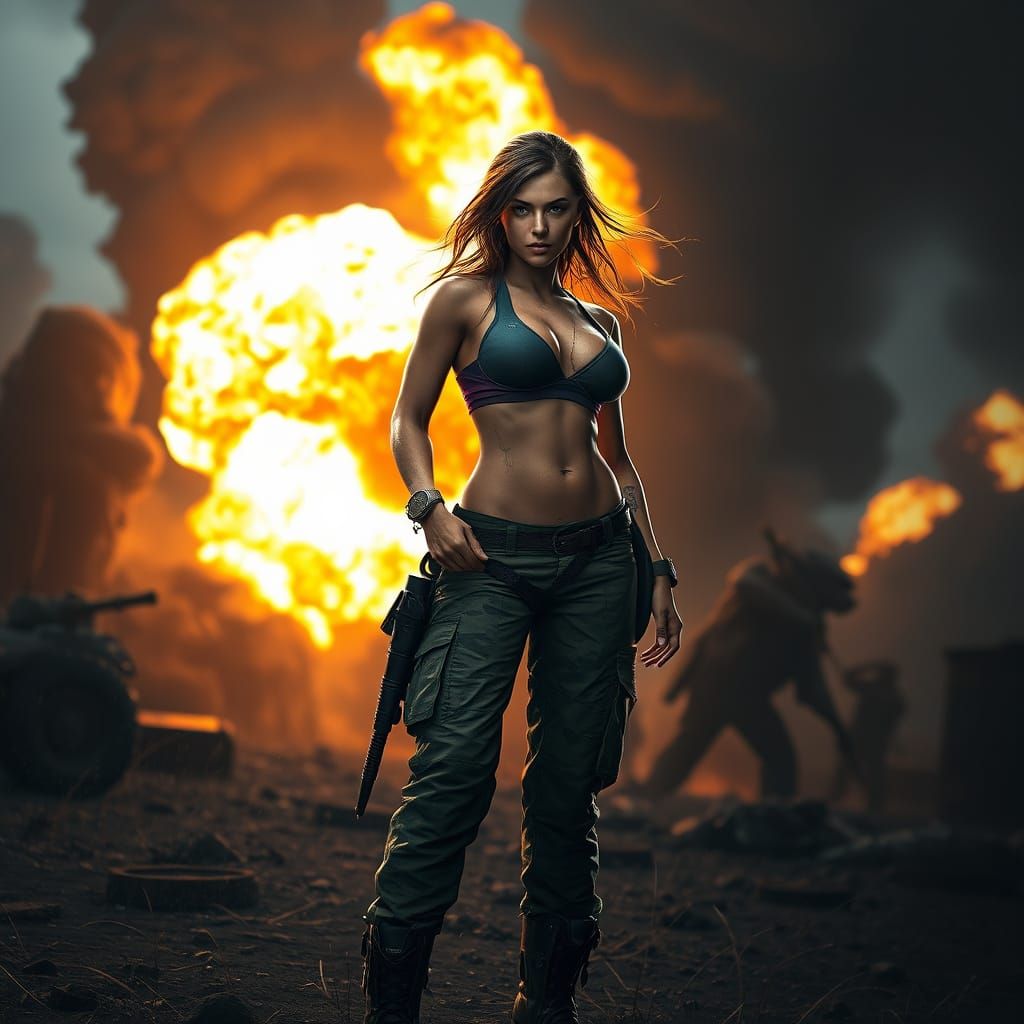 Voluptuous Warrior in Battlefield: Dark Fantasy Concept Art