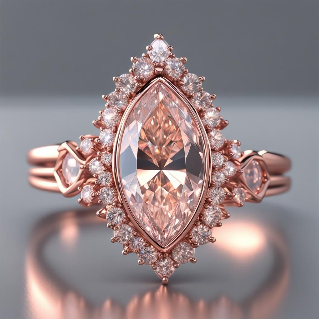 Rose Gold Engagement Ring with Pink Diamond, 4K