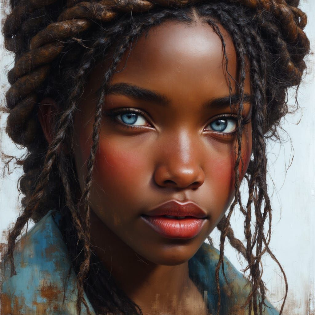 African Goddess with Mesmerizing Blue Eyes