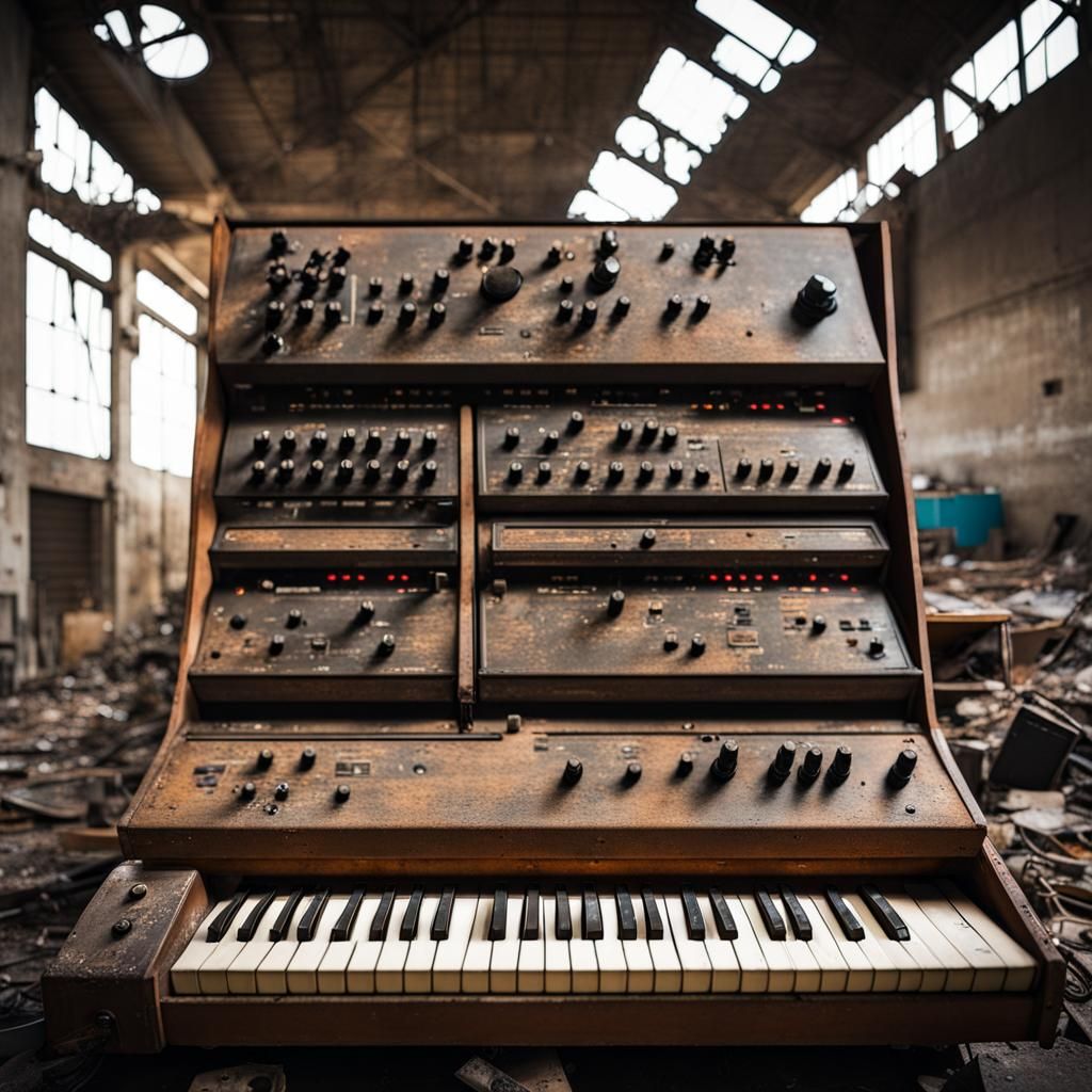 Post-Apocalyptic Analogue Synthesiser in Warehouse