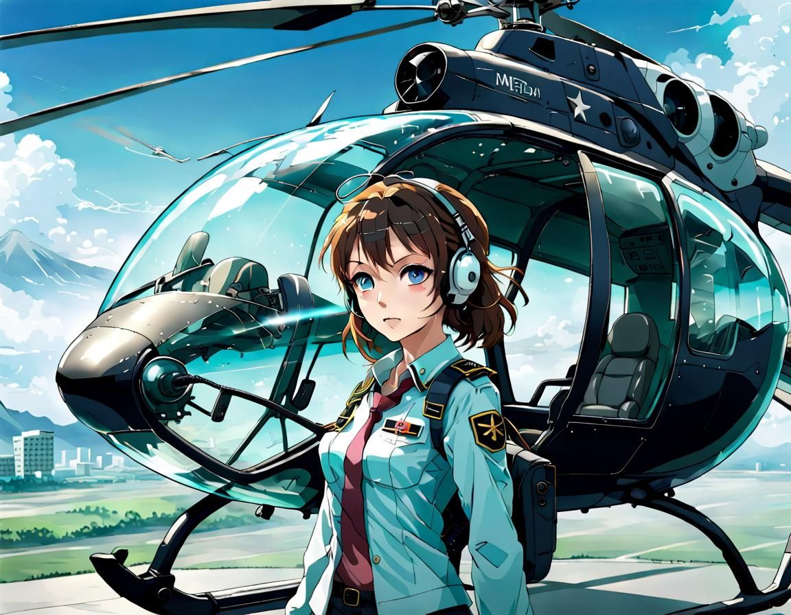 Anime Pilot Flies Glass Helicopter