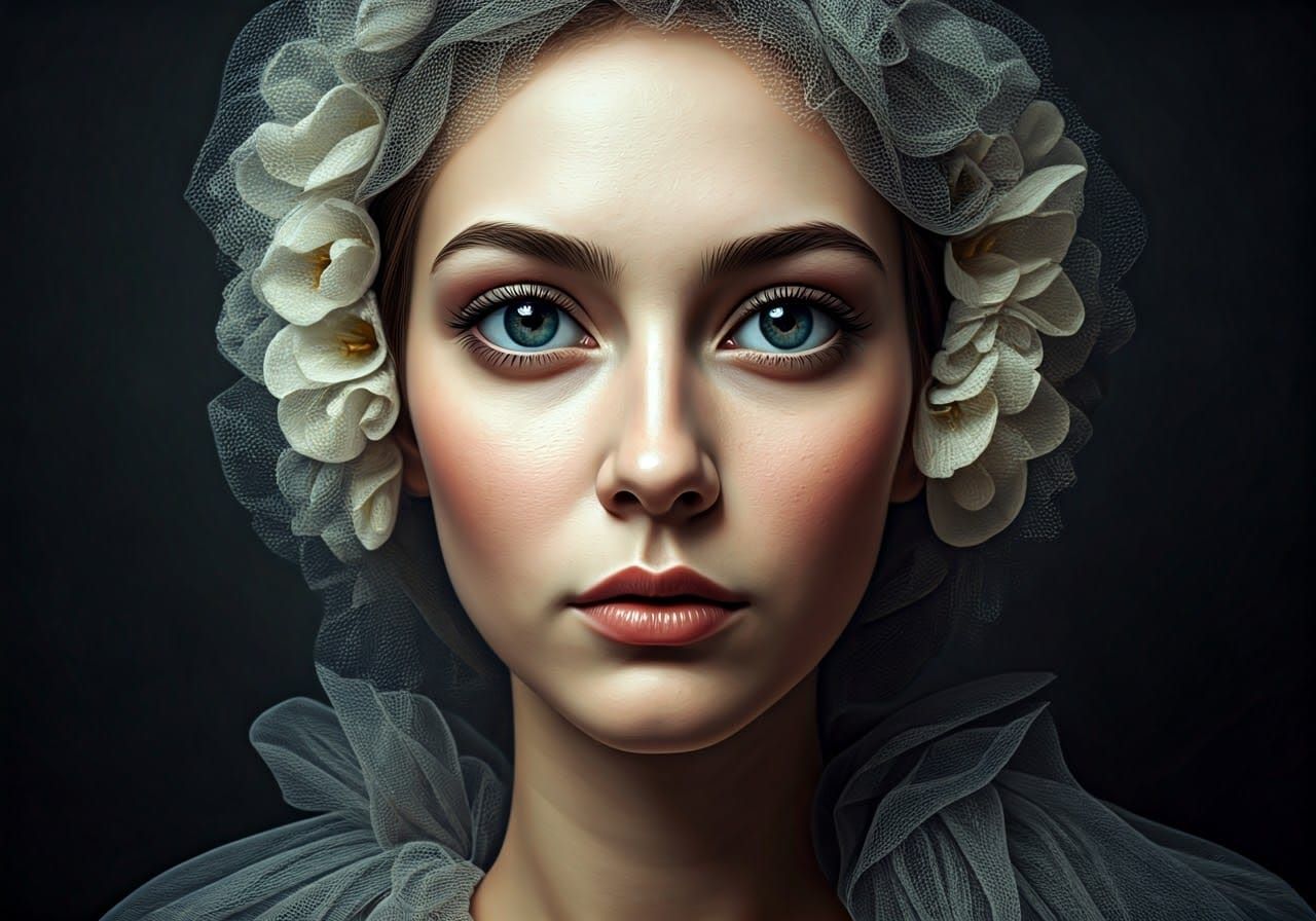 Surreal Iris Folding Portrait in Art Nouveau Style