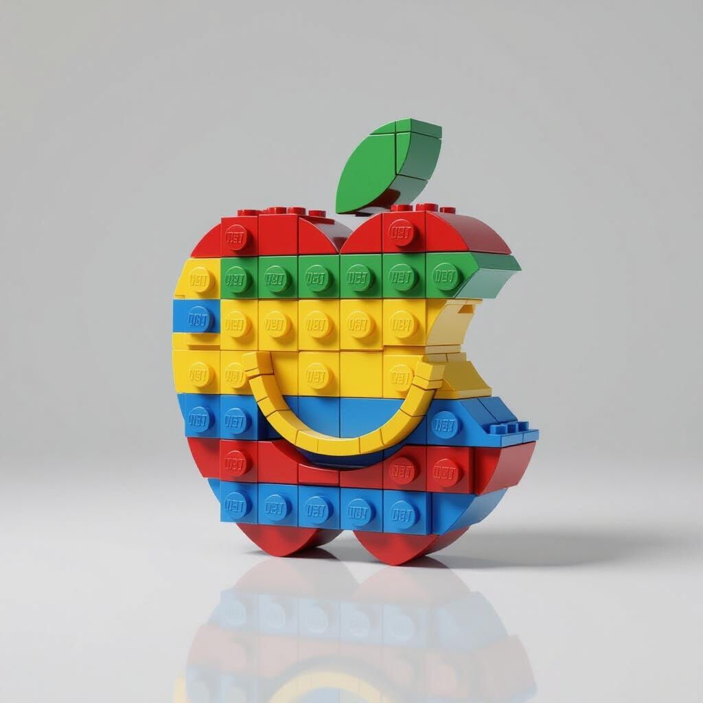 LEGO Apple Logo: Detailed 3D Rendering with Realistic Textur...