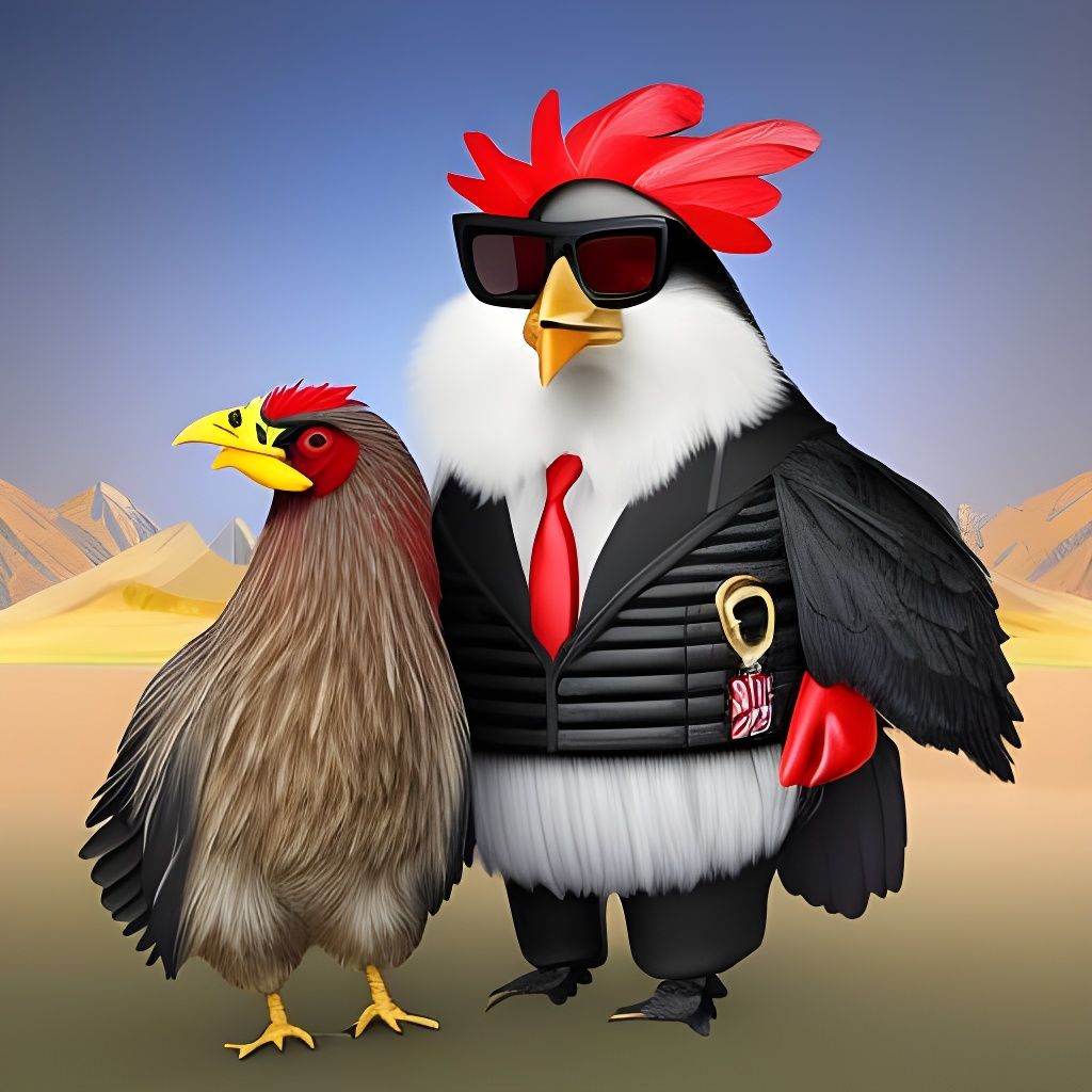Chicken Rap Boss with Guns and Sunglasses