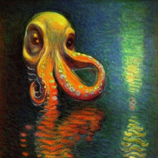 Underwater Octopus Street Scene with Volumetric Lighting