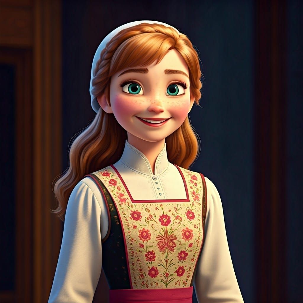 Radiant Young Tradwife Anna in Vibrant Crimson