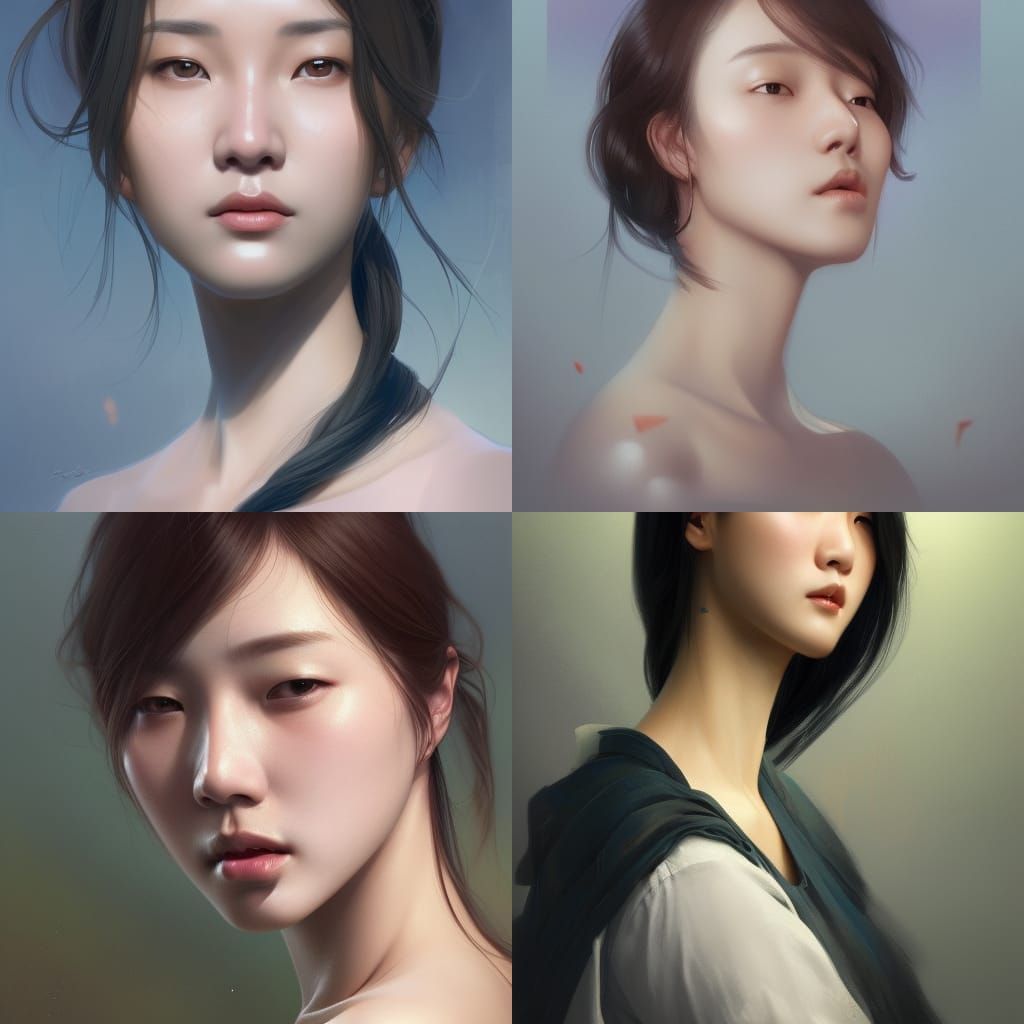 South Korean Woman Portrait in Hyperdetailed Digital Art