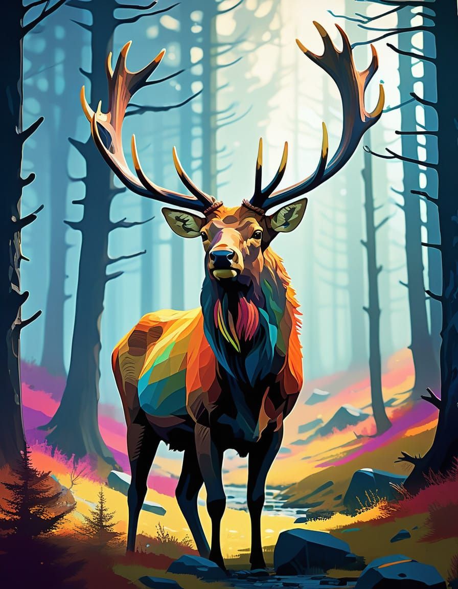 Majestic Irish Elk in Hyperrealistic Detail