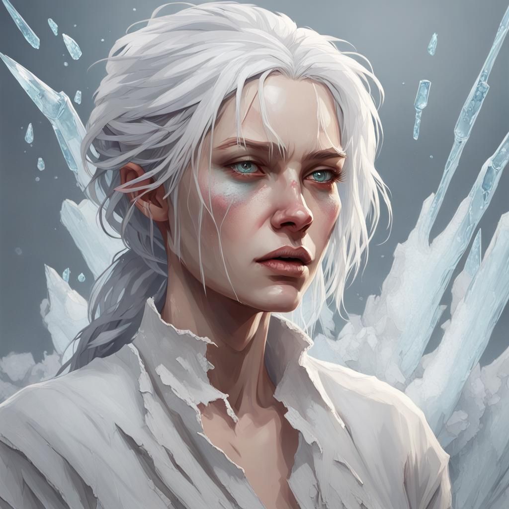 Icy Slavic Woman Portrait in Art Nouveau Style