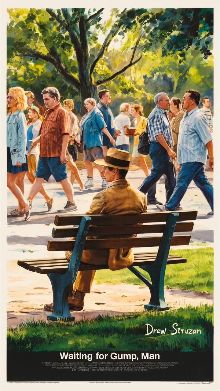 Forrest Gump on Park Bench in Classic Movie Poster