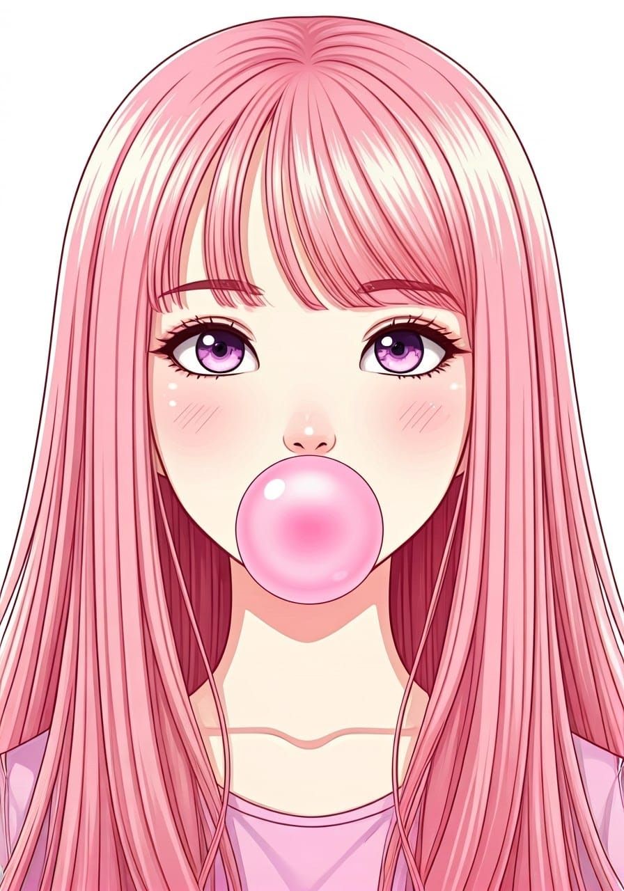 Korean Woman Portrait in Shoujo Anime Style