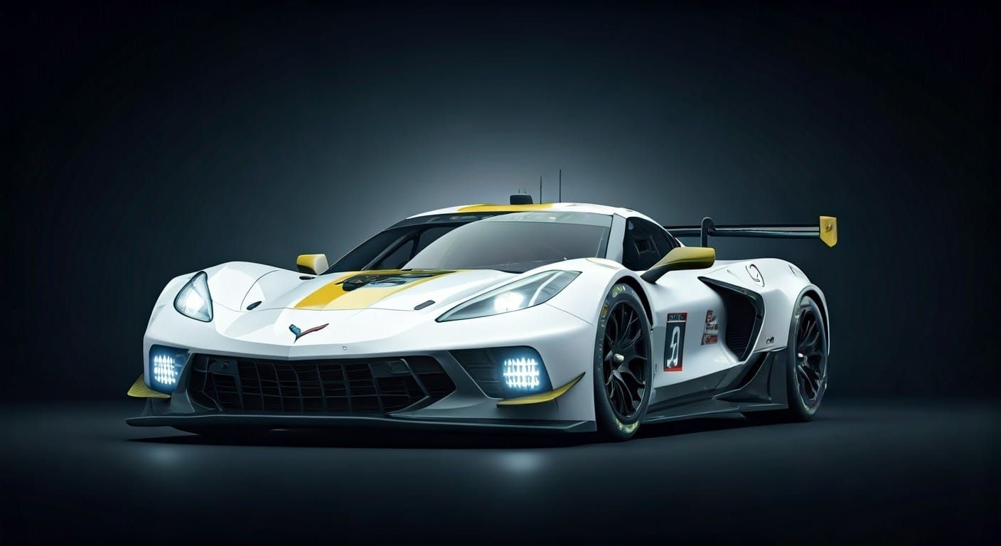 Futuristic Corvette LMP1 Racing Car in Sleek Aerodynamic Des...