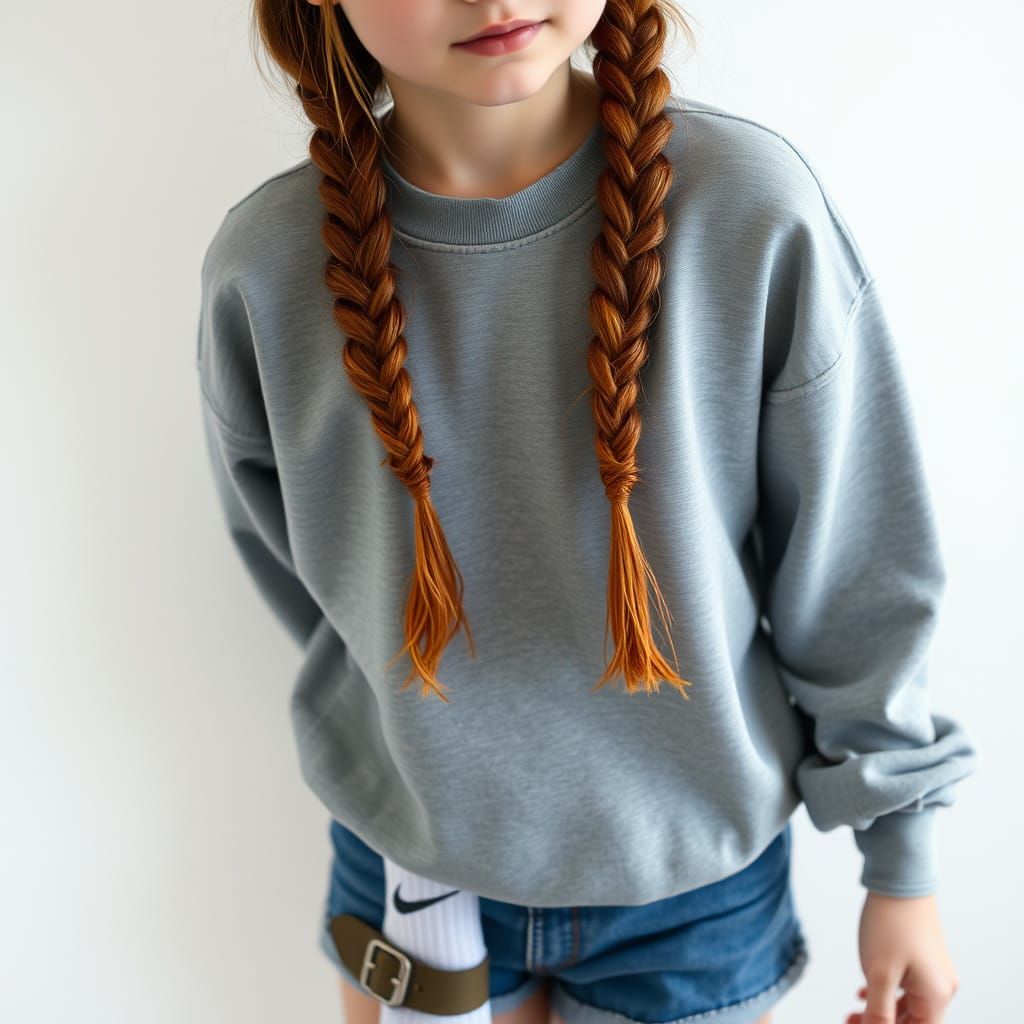 Girl with Braids in Realistic Style