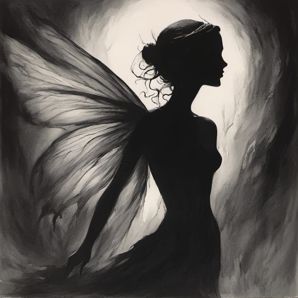 Sinister Horror: Charcoal Fairy Silhouette