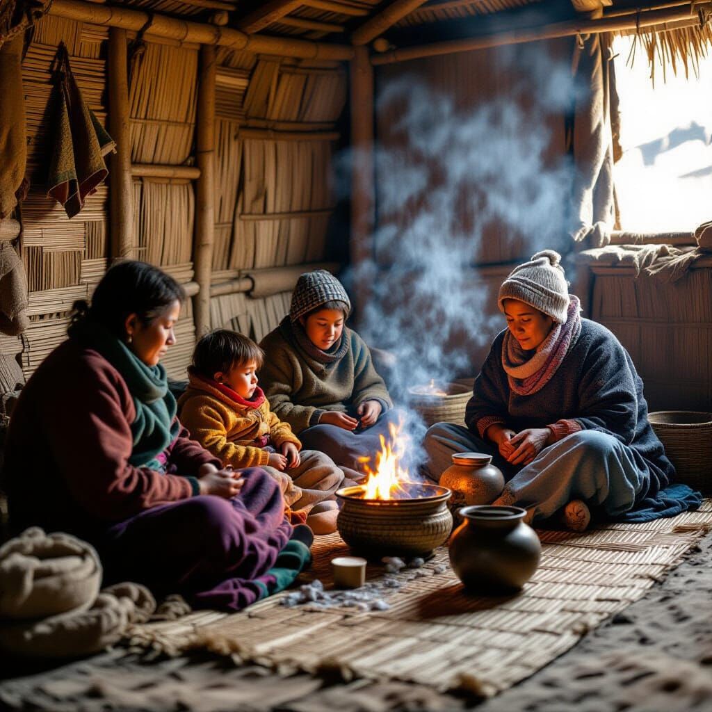 Village Scene: Herbal Medicine and Golden Light