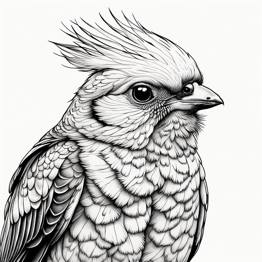 Adorable Manga Bird Portrait with Bold Outlines