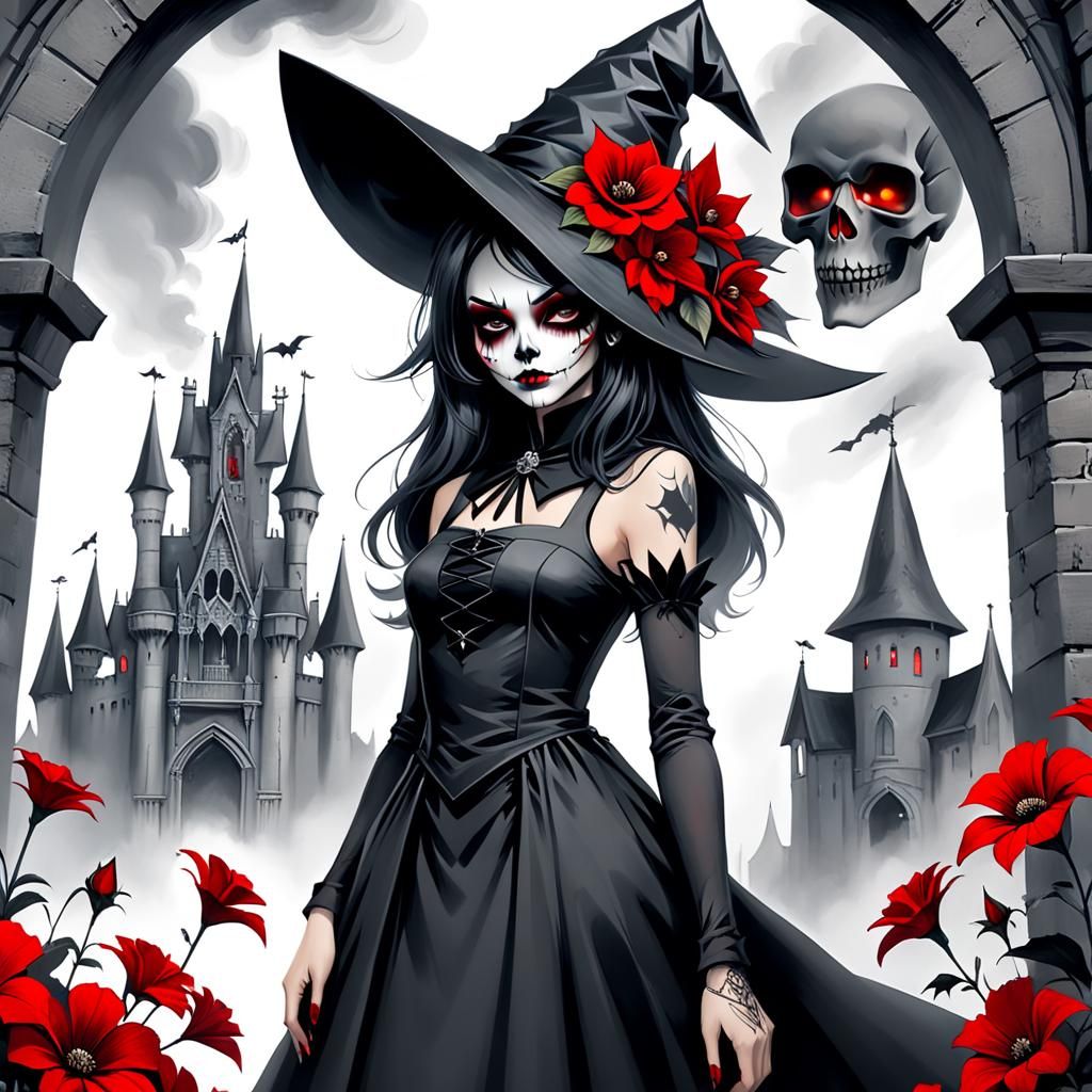 Hyperdetailed Charcoal Drawing of Cobwebbed Castle