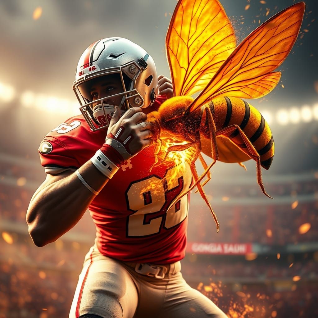 Georgia Bulldogs Football Player Eats Yellow Jacket