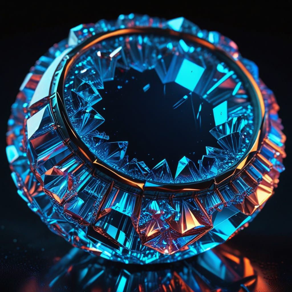 Neon Crystal Jewelry: A Science Fiction Digital Artwork