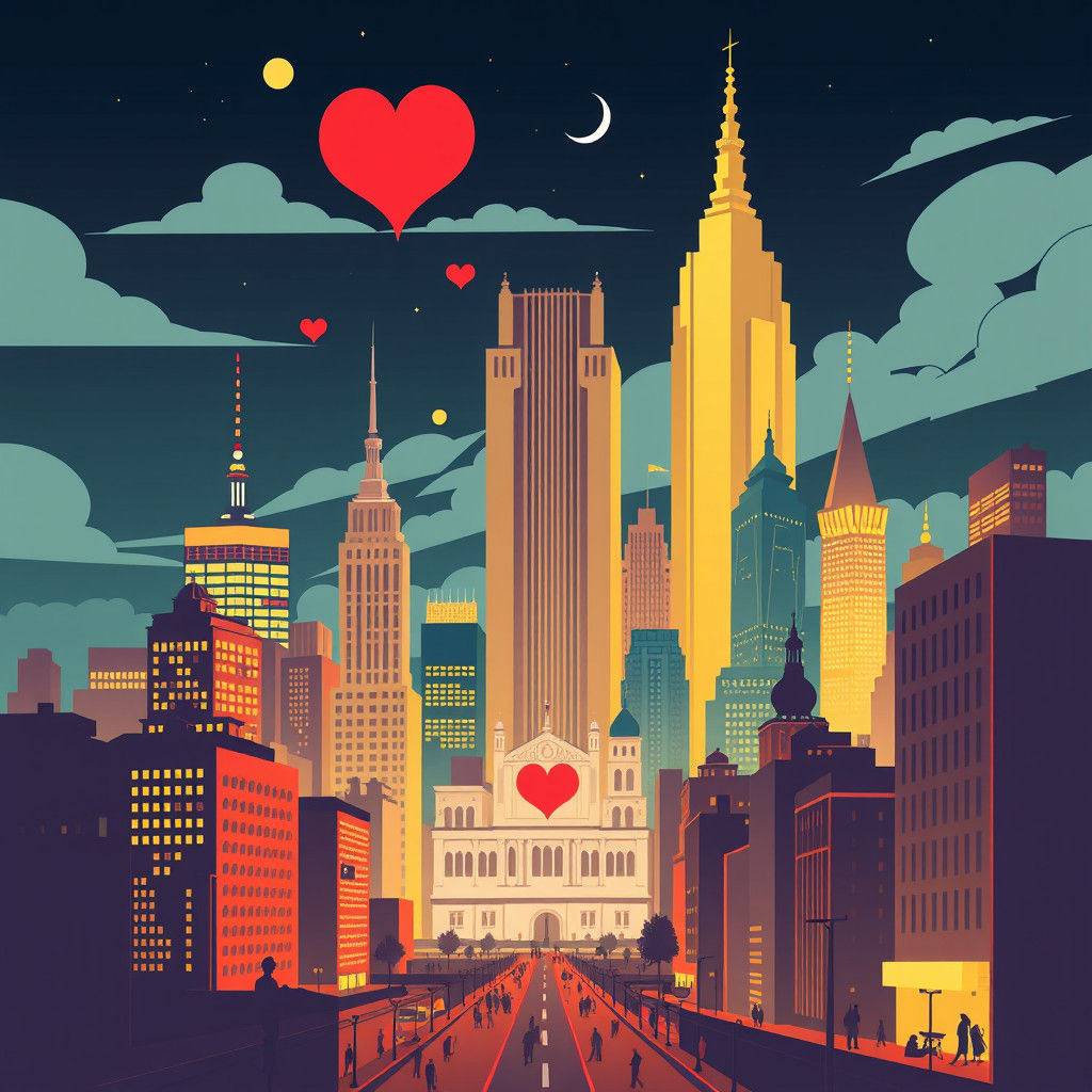 Stylized Heart of the City in High Resolution