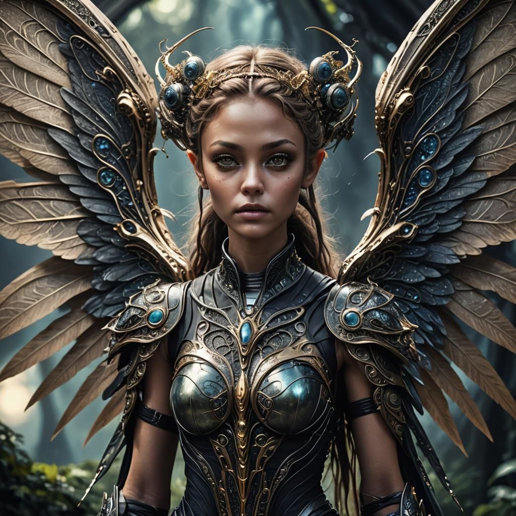 Hyperrealistic Space Alien Fairy with Wings